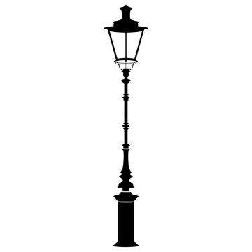 recommend clip art: Alley street lamp silhouette streetlight lampshade vector