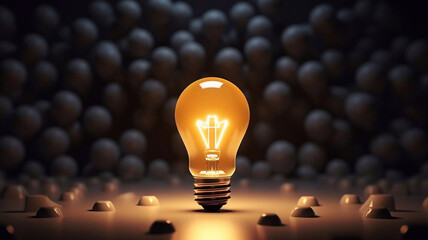 Classic light bulbs isolated on dark background. 3d rendering. Creativity idea, innovation, save energy, business success, strategy concept