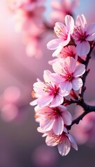 Fototapeta premium Beautiful cherry blossom flowers in full bloom, creating a stunning banner, season, floral