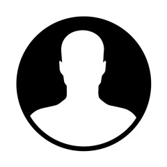 Silhouette of a person inside a circle, showing only the head and shoulders against a black background, symbolizing an anonymous internet user or profile without facial details or clothing.


