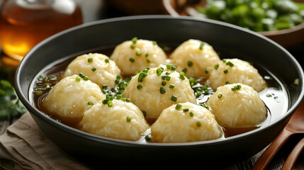 Exquisite Bowl of Tongan Faikakai Dumplings in Sweet Syrup Garnish