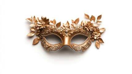 Gold masquerade mask with floral embellishments