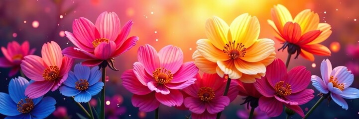Fototapeta premium A vibrant and colorful abstract background featuring the positive energy of flower colors, perfect for bringing a sense of joy and vitality to any project or design, vitality, artistic