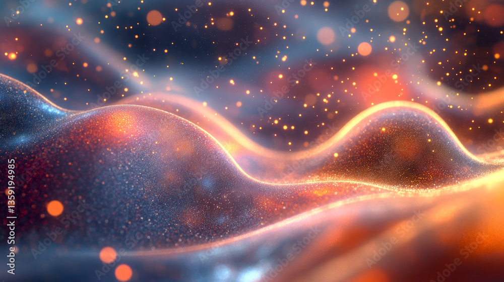 Poster big data cyber stream 3d illustration. rhythmic waves of electrical impulses in a neural network. so