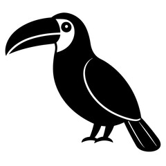 toucan bird black silhouette vector, Simple silhouette Design vector icon with white background. Wild bird © Arnob