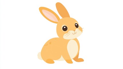 Fototapeta premium Cute cartoon rabbit, sitting, isolated, children's book illustration