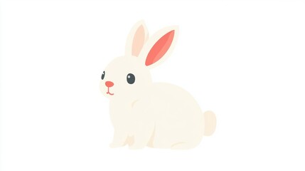 Obraz premium Cute cartoon rabbit, profile view, simple style, children's book illustration