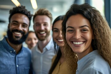 Fototapeta premium Friendly professionals, joyful work environment.