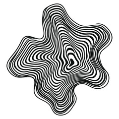 Organic shape flat line illusion art pattern black vector