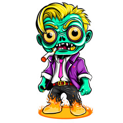 illustration of a boy zombie isolated in white