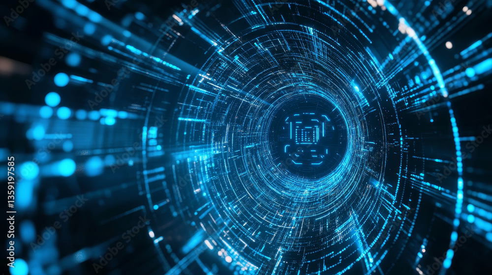 Poster artificial intelligence 3d illustration. digital technologies in cyberspace of future. cybersecurity