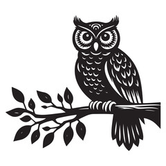 Owl Silhouette Vector Illustration For Wisdom And Nature Theme