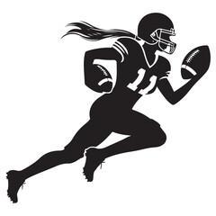 Female Football Player Vector Silhouette Illustration Running with the Ball