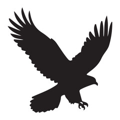 Silhouette Illustration of an Eagle Flying Vector Art Design