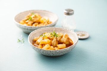 Chicken ragout with pineapple
