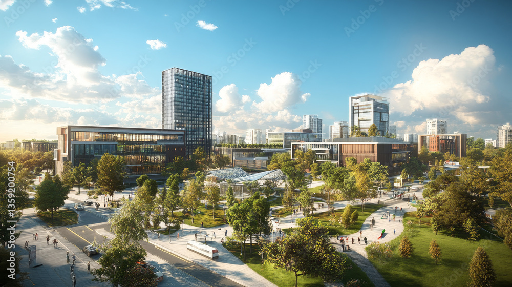 Poster digital city and bigdata. cybercity 3d illustration. wireless internet technologies. database protec