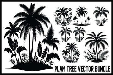 Tropical Palm Tree Vector Silhouette
