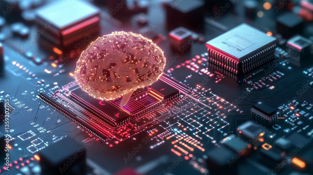 Poster cyberspace and artificial intelligence 3d illustration. digital technology and data security. comput