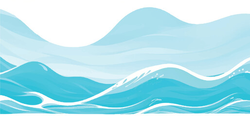 Peaceful Ocean Wave Design with Gentle Watercolor Touches in Soft Blue and Green, Ideal for Elegant Backgrounds and Creative Projects Focused on Calm Water Themes.

