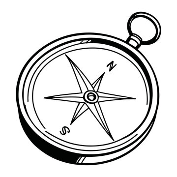 black and white compass navigation clip art preview