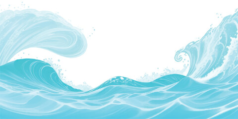 Naklejka premium Stunning Abstract Ocean Wave Pattern in Soft Blue and Green Watercolor Shades, Ideal for Use as a Background in Coastal, Sea-Inspired, and Ocean-Themed Graphic Designs. 