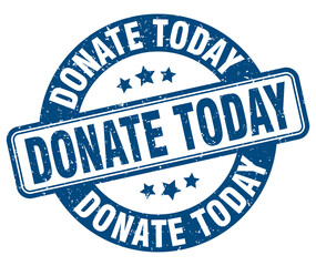 donate today stamp. donate today label. round grunge sign