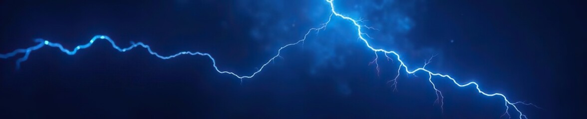 Blue lightning bolts striking against a dramatic black background,  sky,  electric