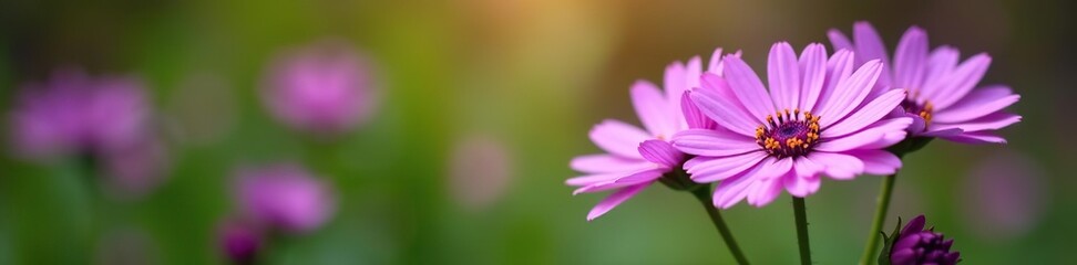 Obraz premium Beautiful close-up shot of vibrant purple aster flowers blooming in a garden, nature, vibrant