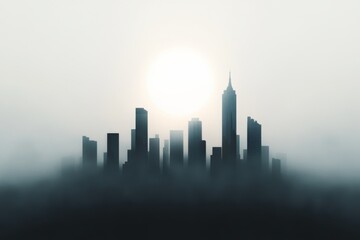 Fototapeta premium City skyline in dense fog