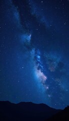 Obraz premium Blue night sky filled with bright stars and distant galaxies, perfect for astrological screensavers, screensaver, stars