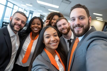 Obraz premium diverse group of professionals smiling in office setting