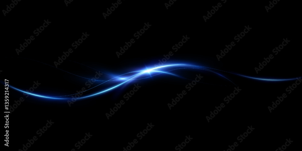 Wall mural abstract lines.neon lines of speed and fast wind. effect of moving at the speed of light. blue glow 