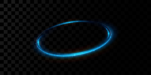 Glowing blue spiral. Circle abstract lines effect. Rotating shiny rings. Glowing circular lines. Glowing ring trail.