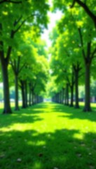 Blurry and defocused background of a tranquil park garden with lush trees, creating a serene and natural setting,  serene,  lush