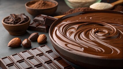 Tasty chocolate paste as background, closeup view