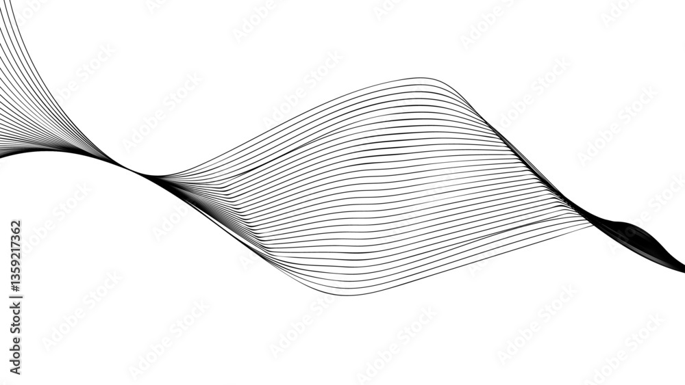 Sticker abstract wavy line. wavy line horizontal divider outline minimalist art, thin line wavy abstract vec