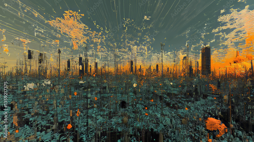 Aufkleber digital data stream. big data metaverse. 3d illustration of network field of code strings