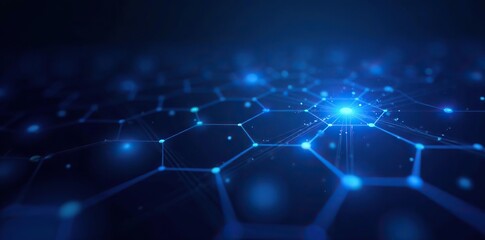 Obraz premium Blue tech background with circuit lines and hexagons, perfect for business and science themes, circuitry, data