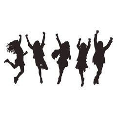 Fototapeta premium People celebrating and cheering together silhouette person illustration vector