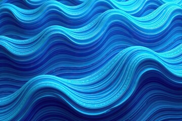 Fototapeta premium Blue abstract waves seamless pattern, vector illustration, flow
