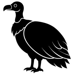 vulture bird black silhouette vector, Simple silhouette Design vector icon with white background. Wild bird