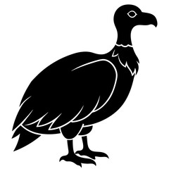 vulture bird black silhouette vector, Simple silhouette Design vector icon with white background. Wild bird