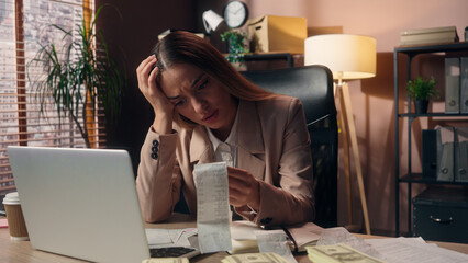 Worried upset shocked Caucasian business woman female girl businesswoman office worker salesman...