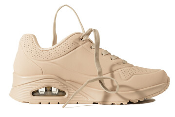 Sneakers with laces floating in the air