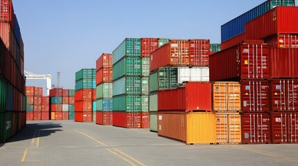 Colorful Cargo Containers at a Port, Global Trade and Logistics