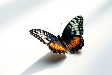 Fototapeta premium Butterfly Beauty: Colorful Insect with Wings Spread on White Background