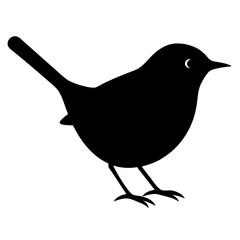 wren bird black silhouette vector, Simple silhouette Design vector icon with white background. Wild bird
