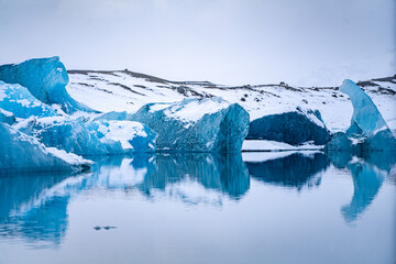 Winter landscape of jokulsarlon glacier lagoon in the south part of Iceland.