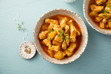 Chicken ragout with pineapple