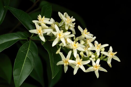 Cestrum Nocturnum: Fragrant White Flowers Blooming on Night-Blooming Bush